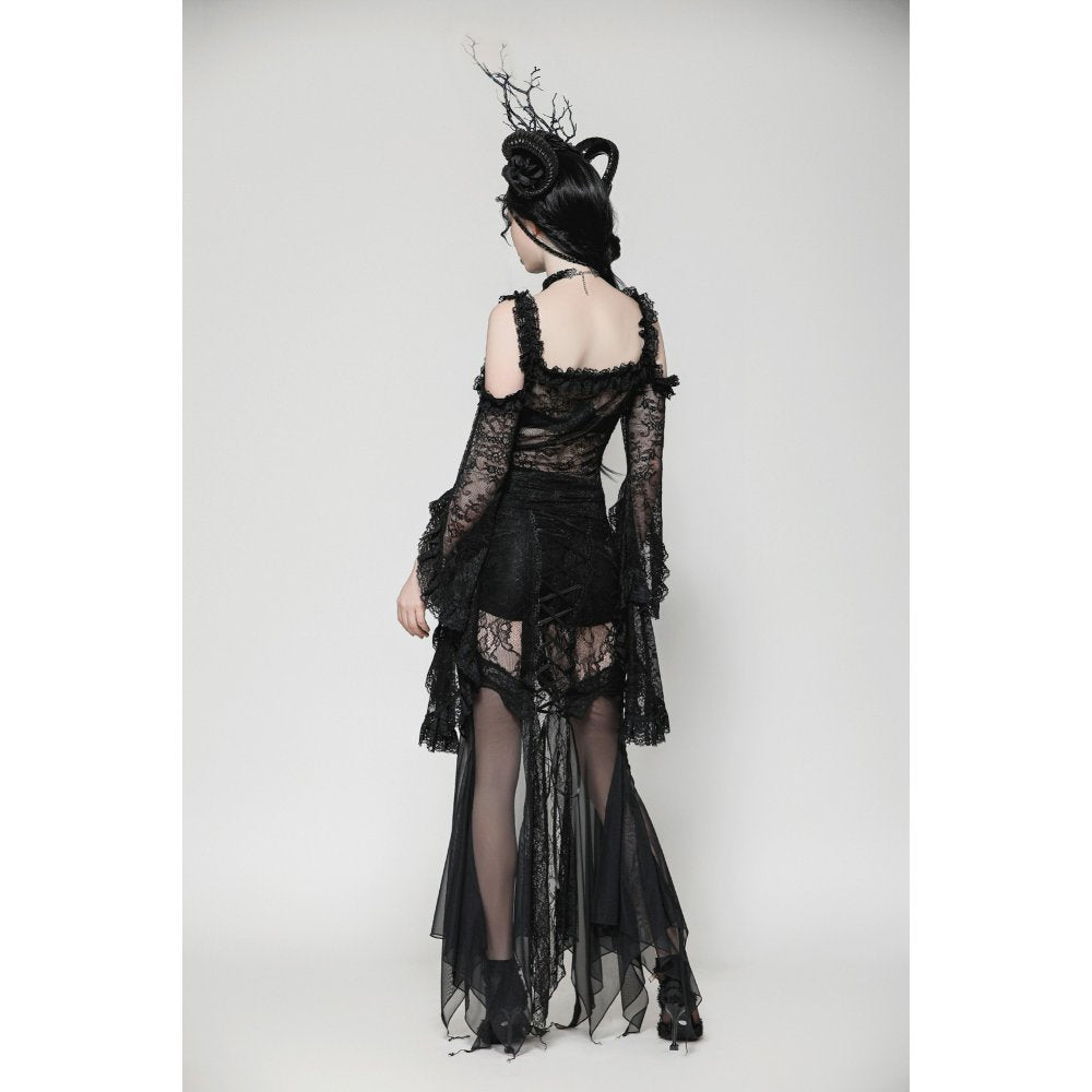 Dark in Love Delaney Gothic Romantic Lace Flare Sleeve Top