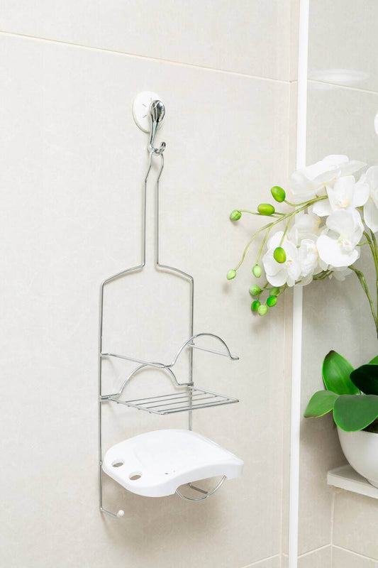 2 Tier White Soap Dish Shower Caddy