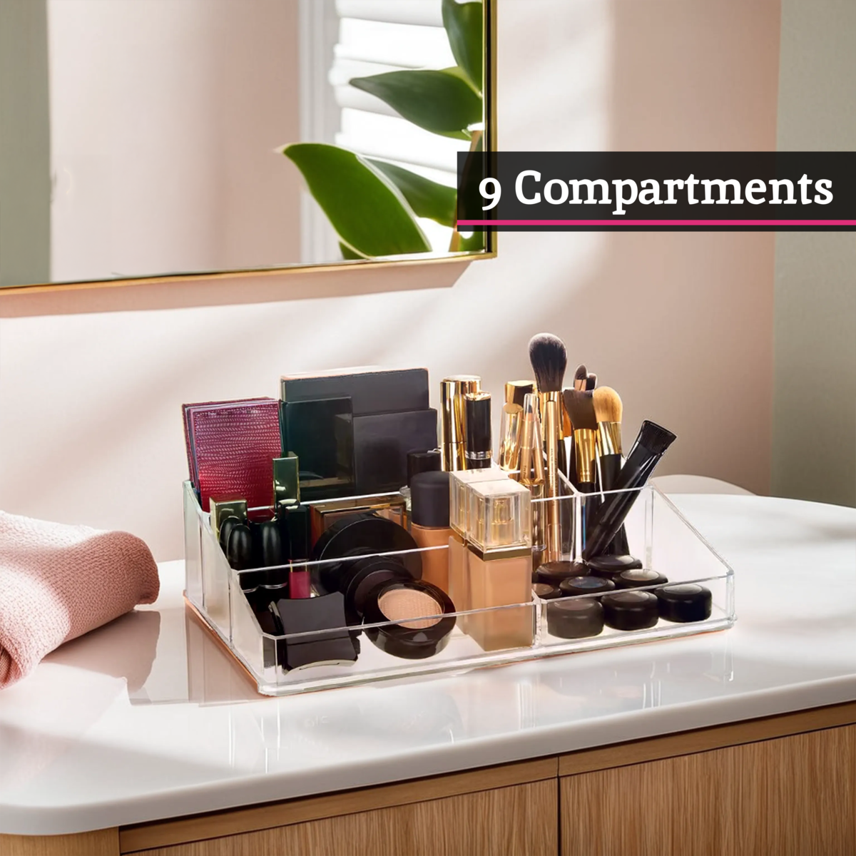 9 Compartment Cosmetics Clear Organiser