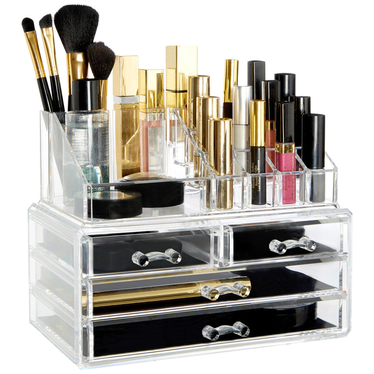 16 Compartment Cosmetics Clear Organiser With Drawers