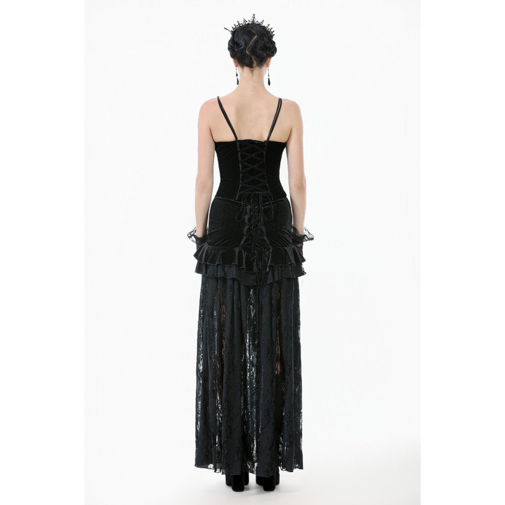 Dark in Love Morrigan Velvet & Lace Chain-Detail Bodysuit
