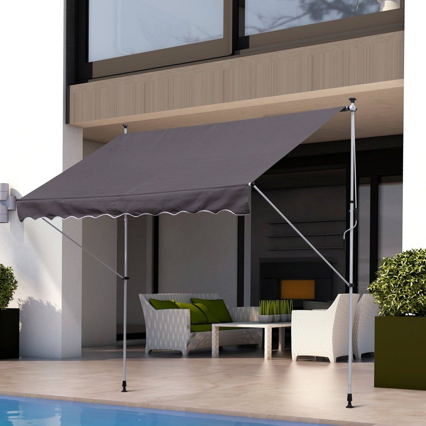 3x1.5m Adjustable Outdoor Aluminium Frame Awning Grey