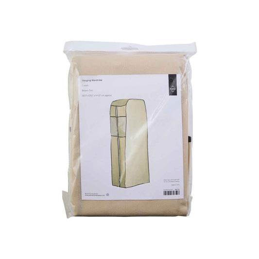 Cream Polyester Covered Hanging Wardrobe