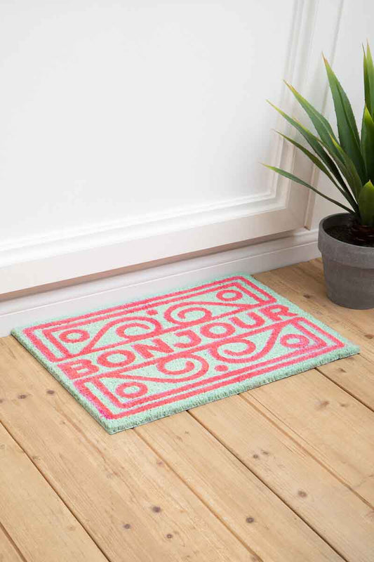 Neon Bonjour Coir Doormat