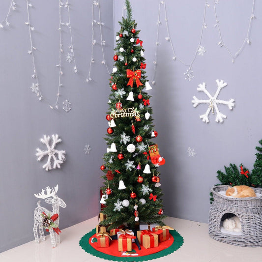 6FT Artificial Pine Pencil Slim Tall Christmas Tree with 390 Branch Tips Xmas Holiday Décor with Stand Green