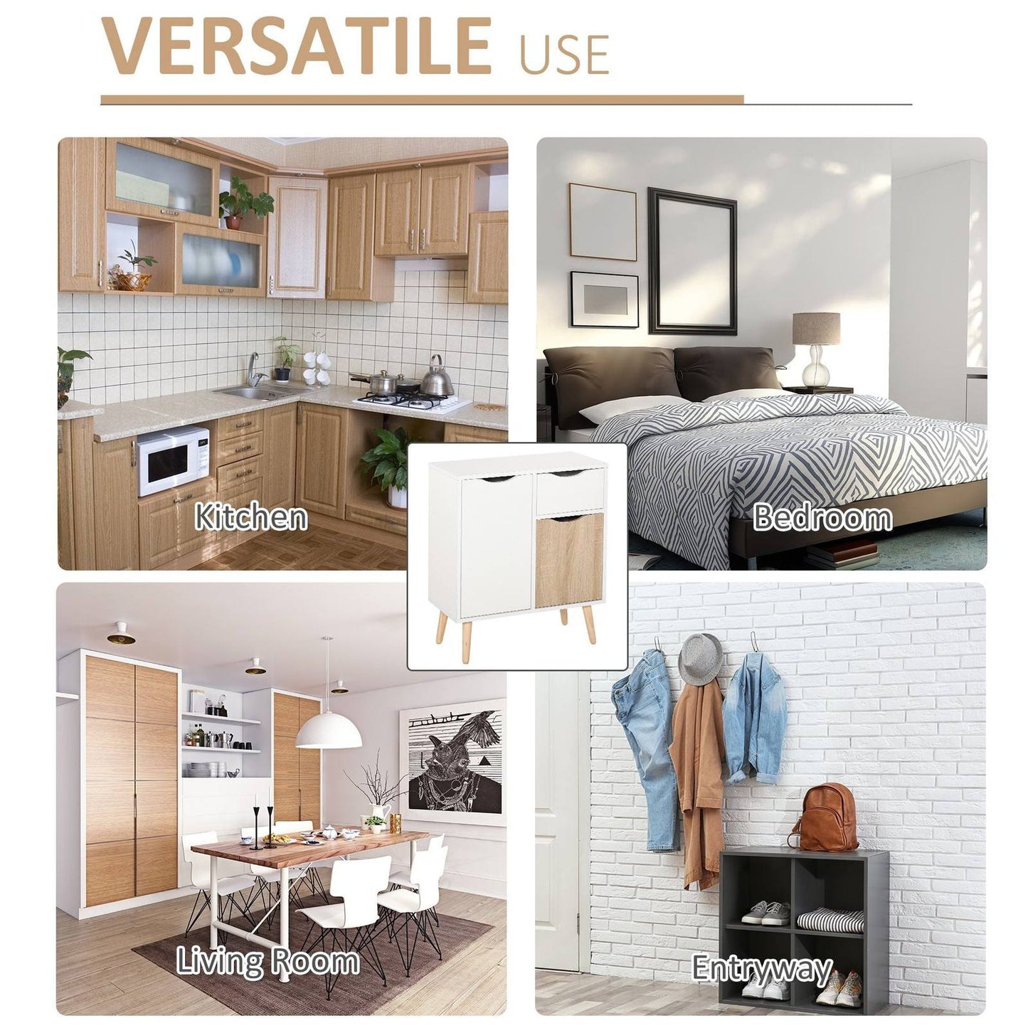 Sideboard Floor Cabinet Storage Cupboard with Drawer for Bedroom