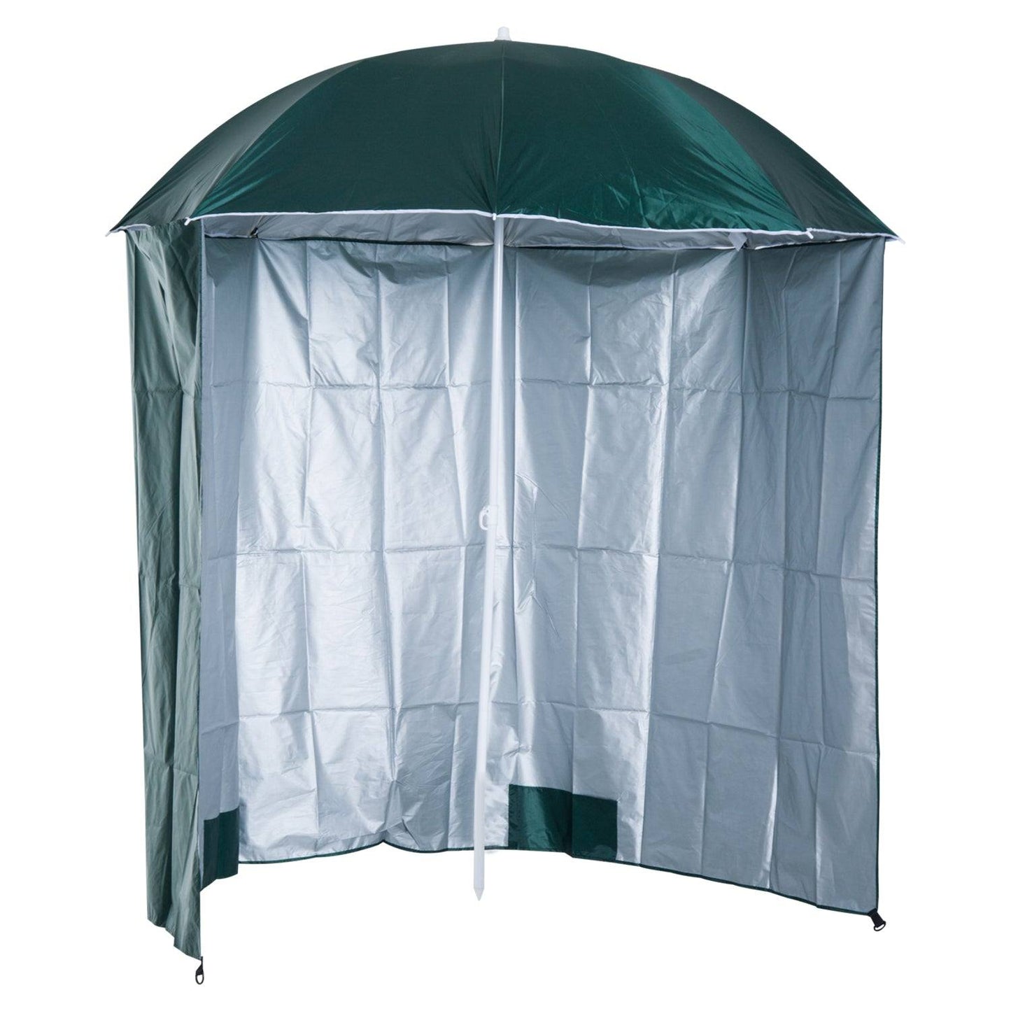 88" Arc 2.2M Fishing Umbrella Beach Parasol with Sides Brolly Shelter Canopy Shade with FREE Carry Bag Green