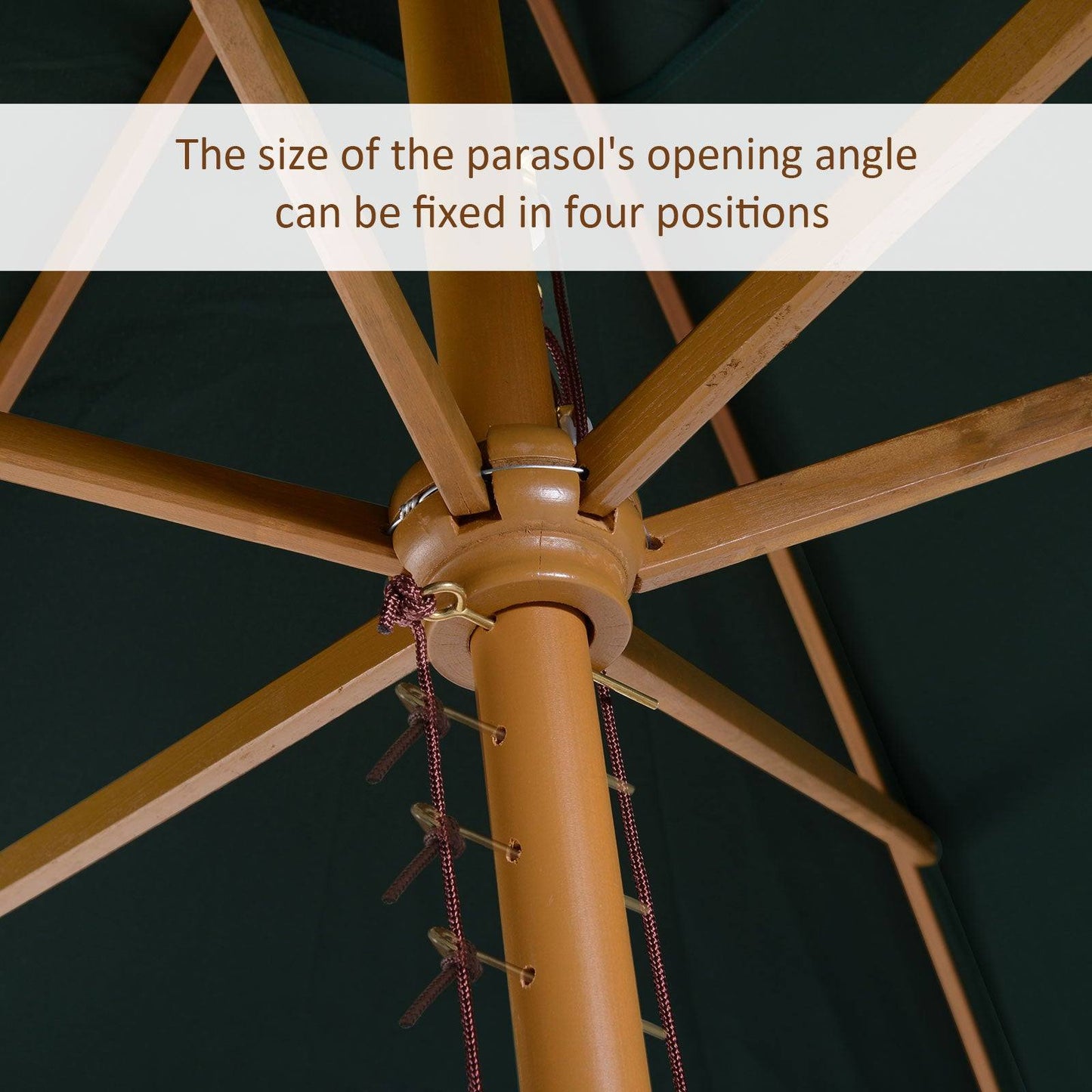 2 x 3m Wooden Garden Parasol Umbrella Outdoor Sun Shade Canopy