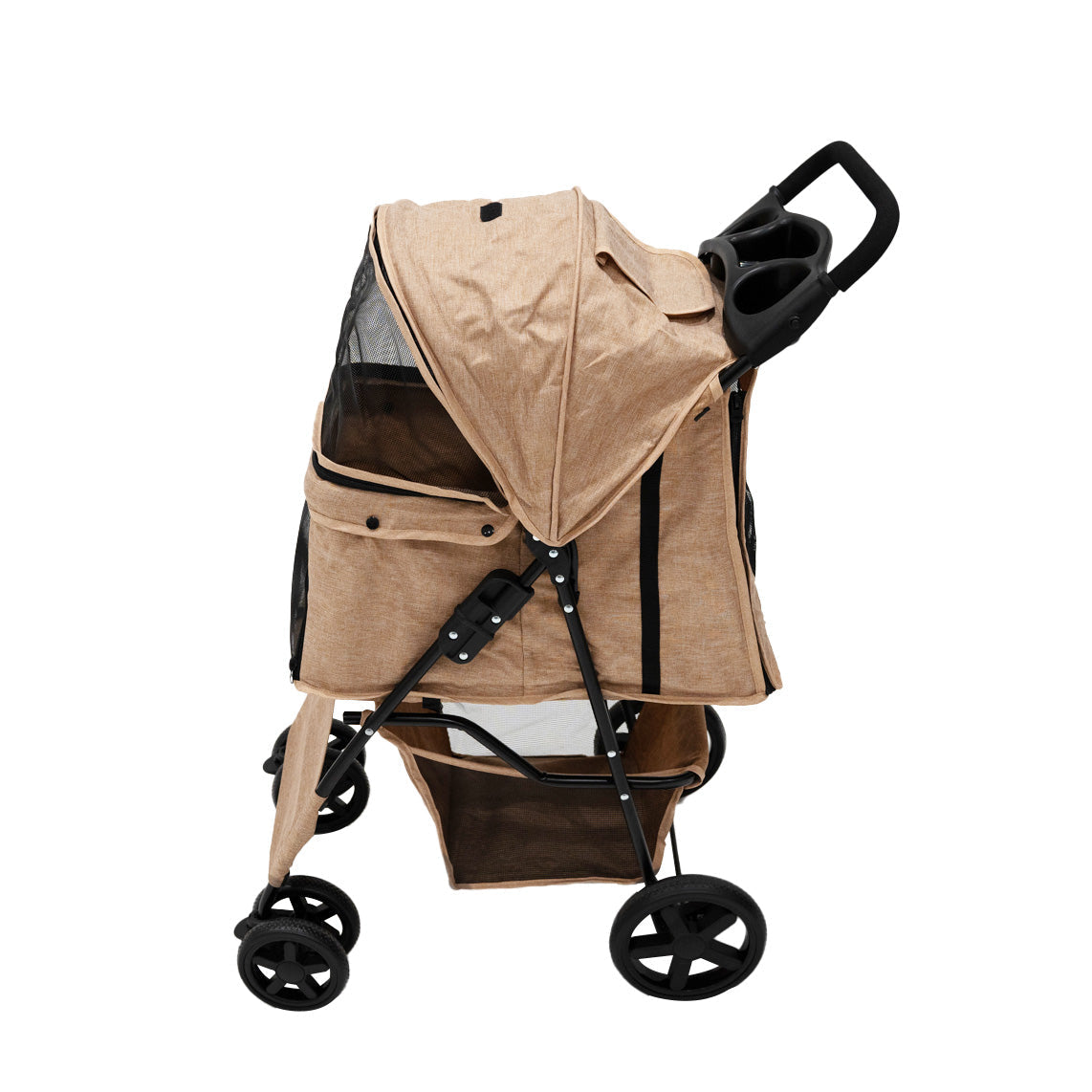 Pet Stroller with Rain Cover Woven Beige