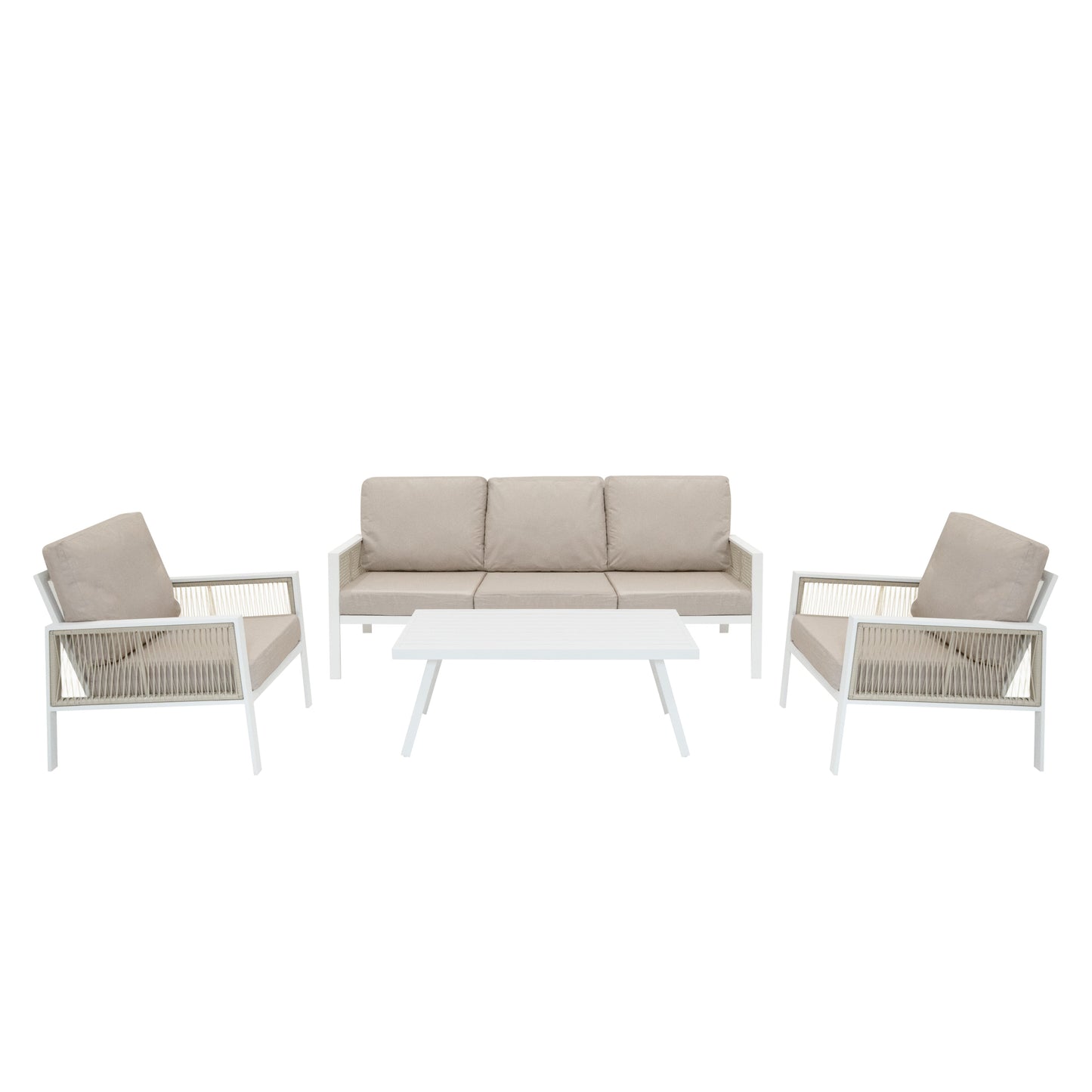 Aluminium 4 Piece Sofa Set - White