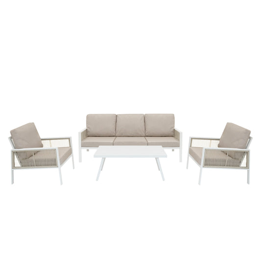 Aluminium 4 Piece Sofa Set - White