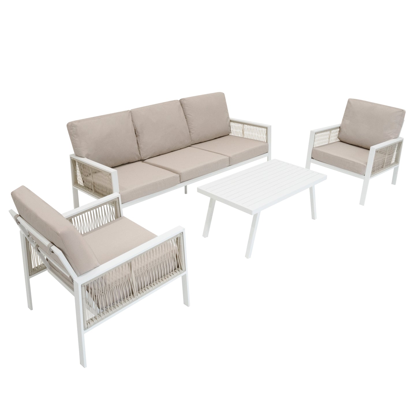 Aluminium 4 Piece Sofa Set - White