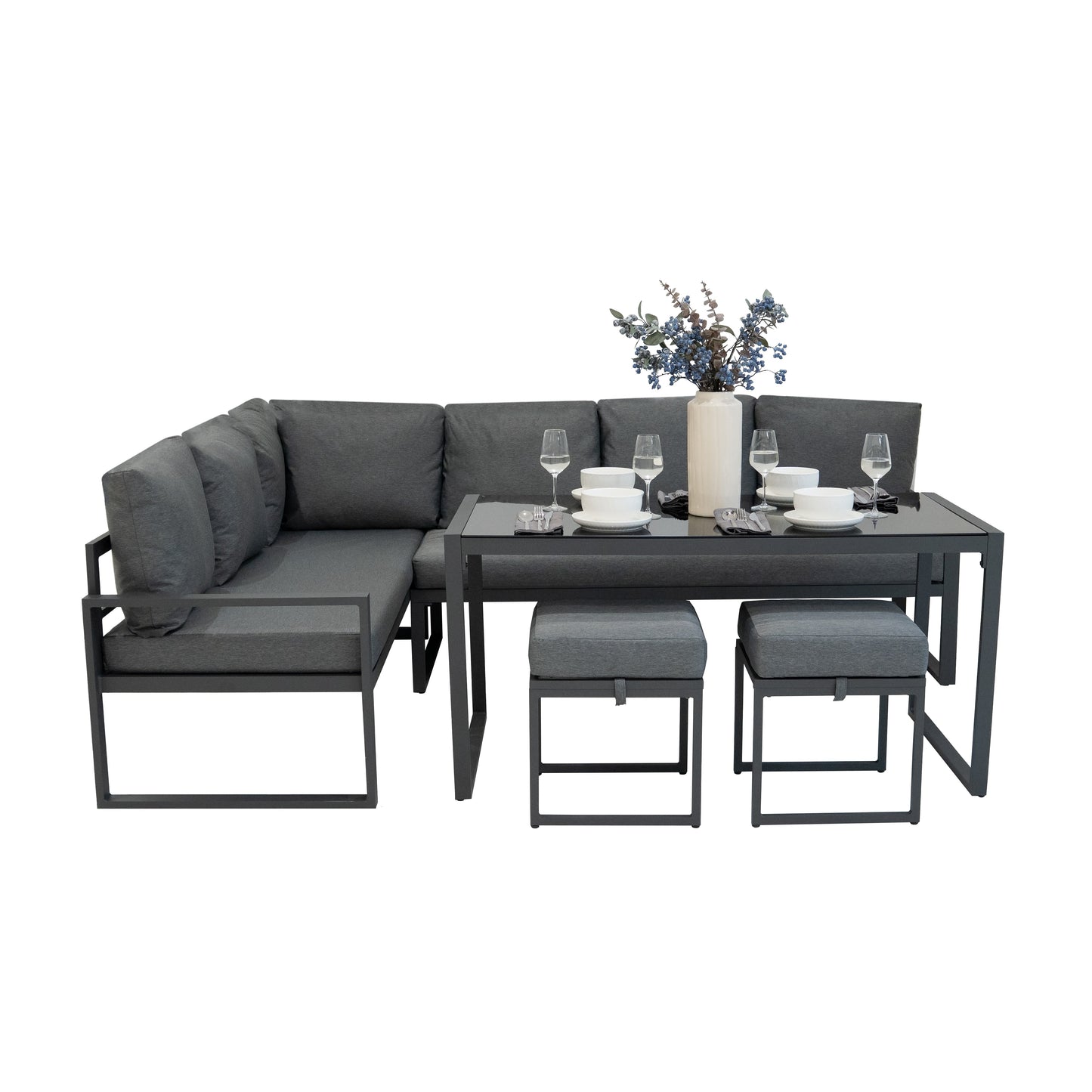 Aluminium Corner Sofa Set - Anthracite Grey