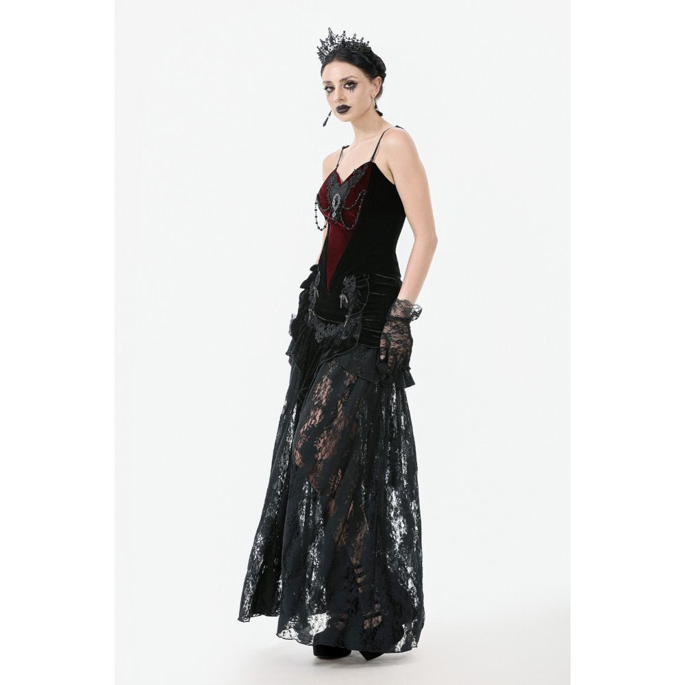 Dark in Love Morrigan Velvet & Lace Chain-Detail Bodysuit