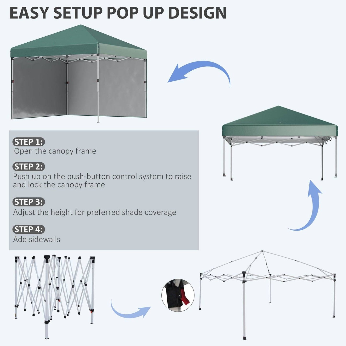 3 x 3 M Pop Up Gazebo with 2 Sidewalls