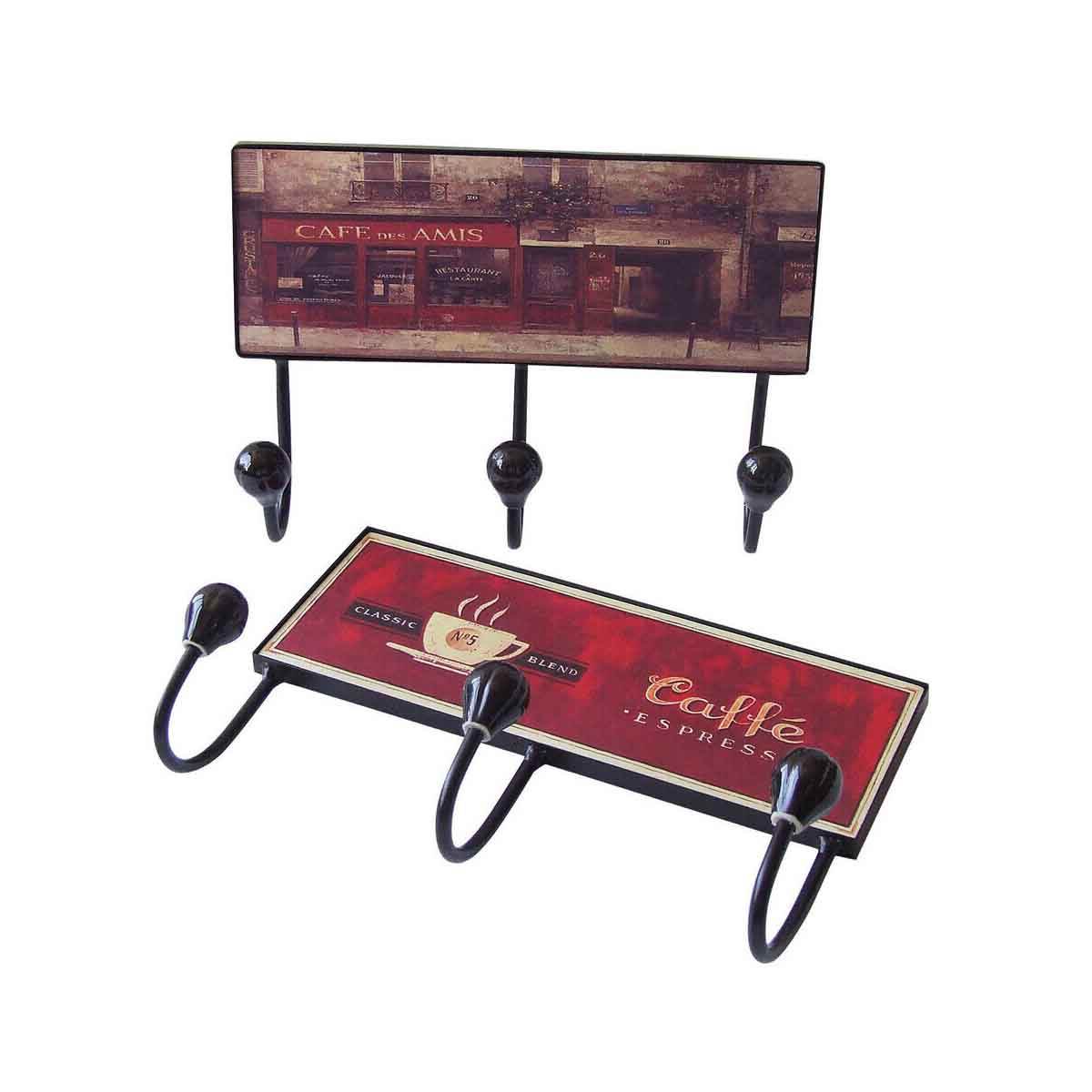 2 Assorted Cafe Designs 3 Hook Hanger