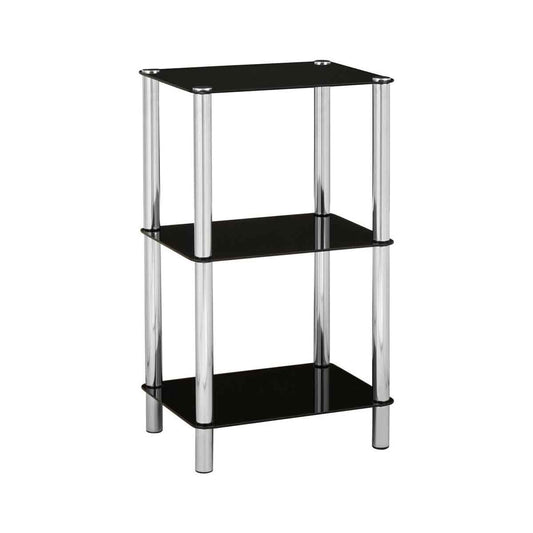 Adam 3 Tier Black Glass Shelf Unit