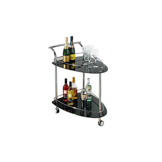 Adam Black Tempered Glass Serving Trolley