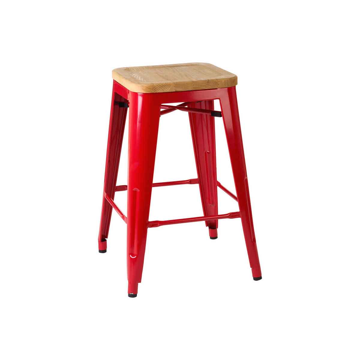 Aldgate Red  Bar Stool in Powder Coated Metal and Wood