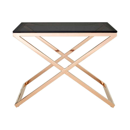 Montril Glass Top Criss Cross End Table