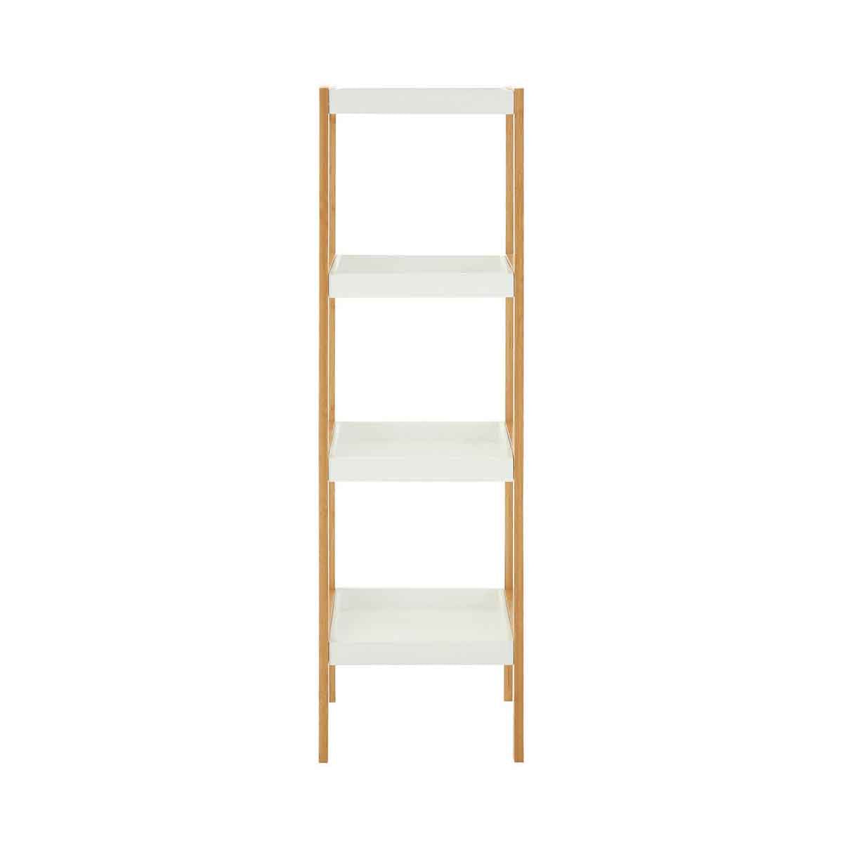 Nostra Four Tier White And Natural Shelf Unit