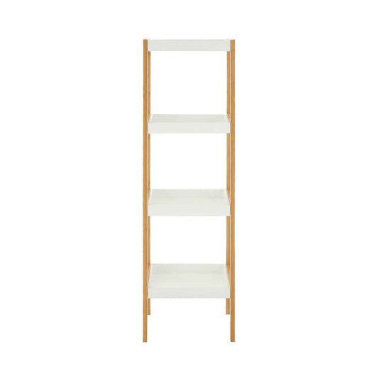 Nostra Four Tier White And Natural Shelf Unit