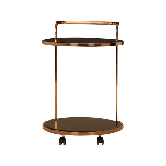 Ackley 2 Tier Rose Gold Finish Drinks Trolley