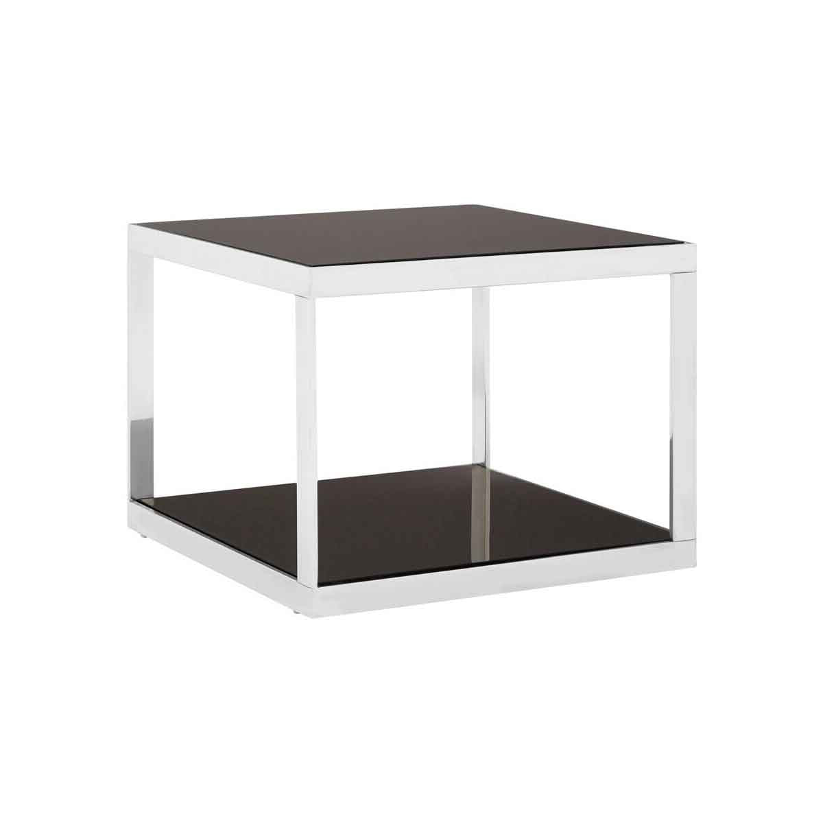 Ackley Silver Square Coffee Table with Black Glass