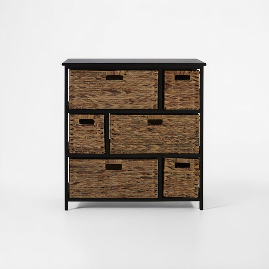 Padstow 6 Drawers Black Frame Storage Unit