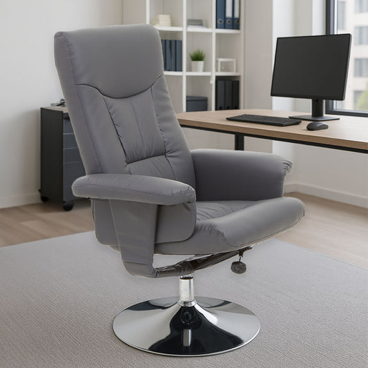 Denton Grey Leather Effect Recliner