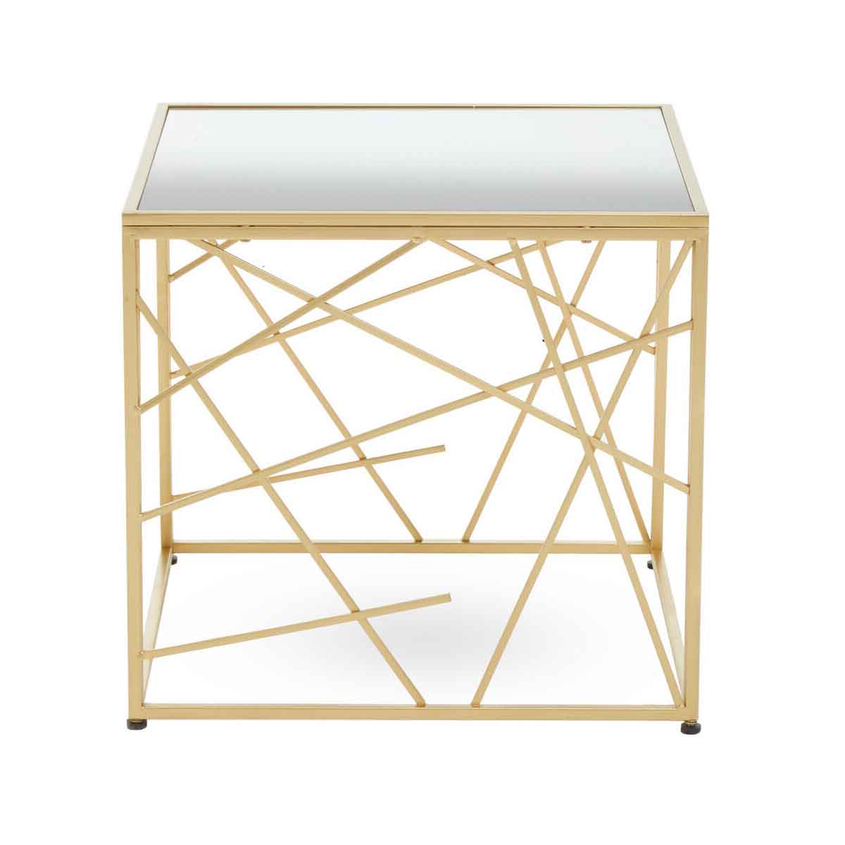 Farran Gold Finish Side Table With Mirror Top
