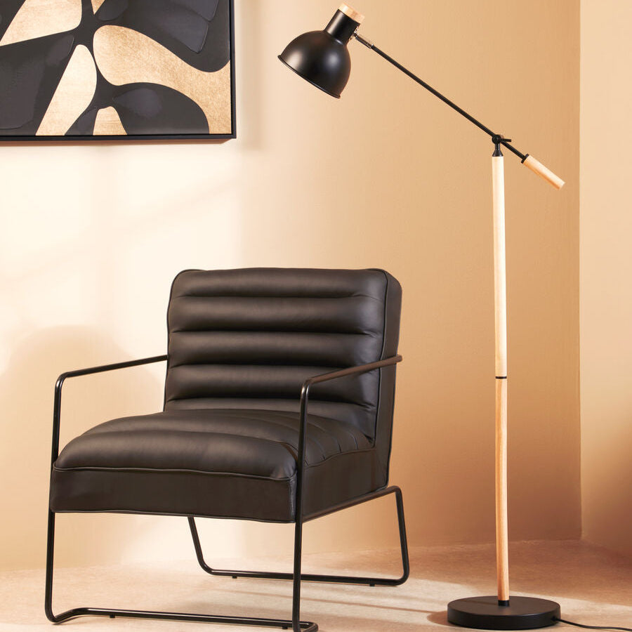 New Foundry Black leather Effect and Metal Frame Chair