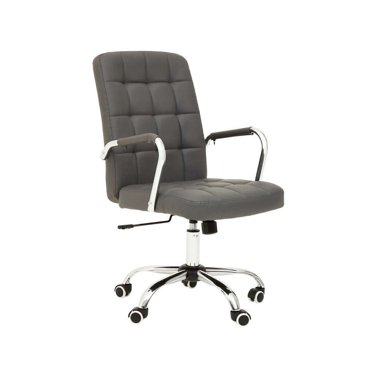 Brent Grey Leather Effect And Chrome Home Office Chair
