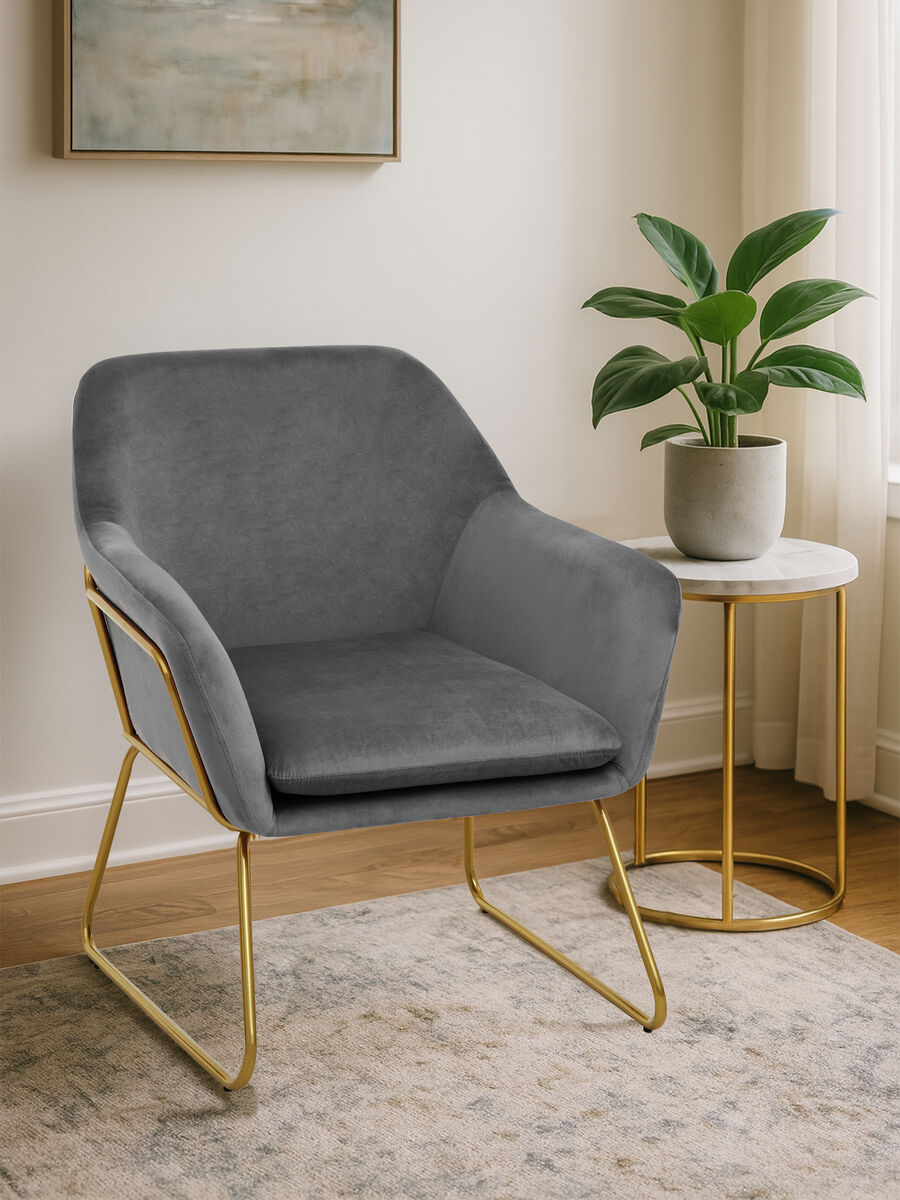 Xander Grey Velvet Armchair