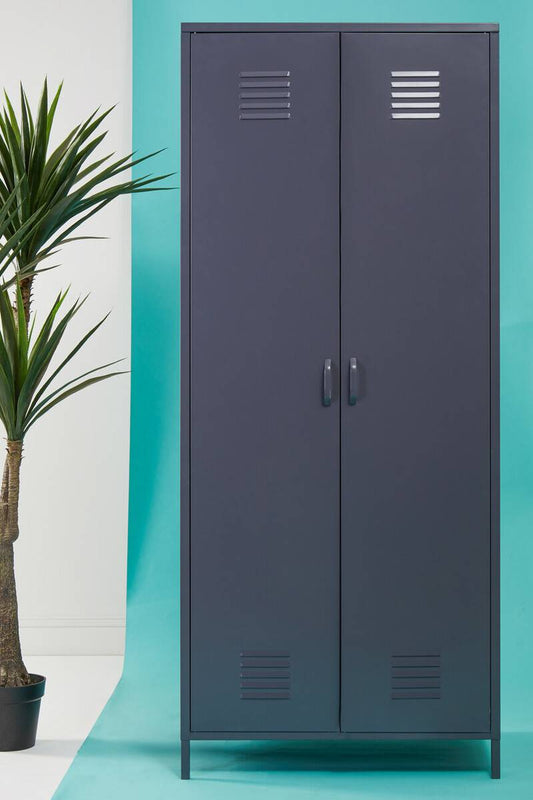 Academy Grey Two Door Locker Style Wardrobe