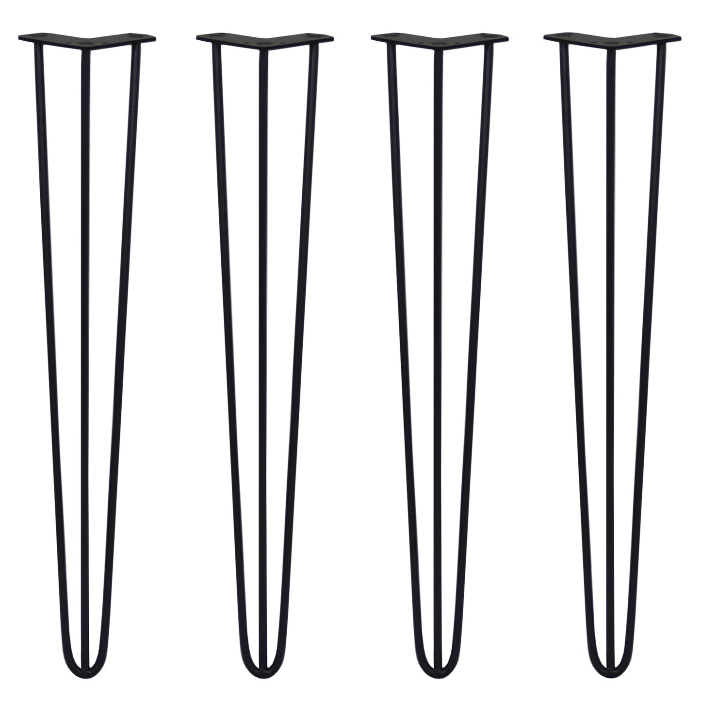 4 x 28" Hairpin Legs - 3 Prong - 10mm - Black