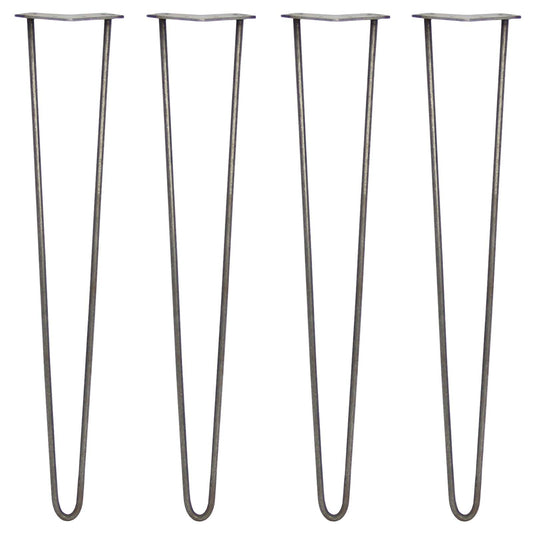 4 x 28" Hairpin Legs - 2 Prong - 10mm - Raw Steel