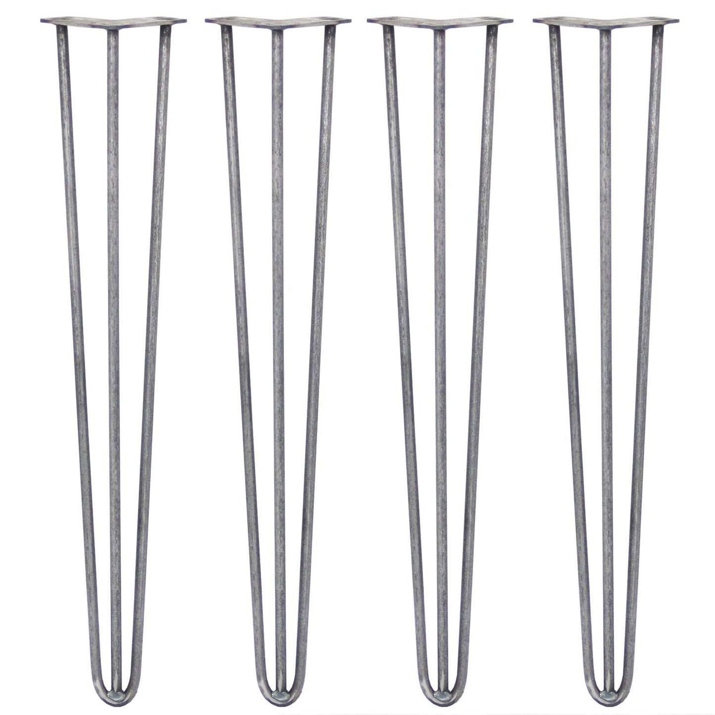 4 x 28" Hairpin Legs - 3 Prong - 12mm - Raw Steel