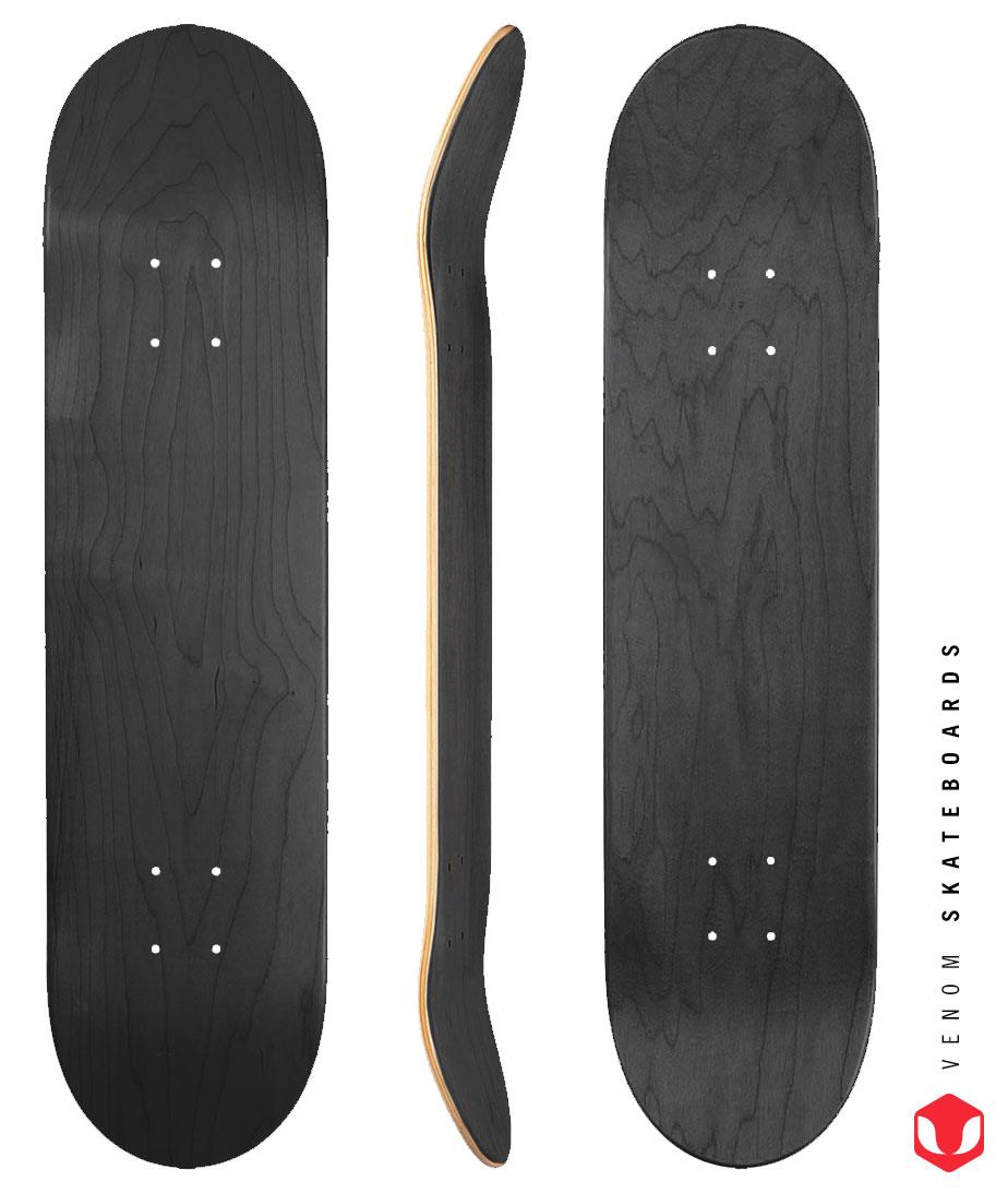 Venom Blank Skateboard Deck - Black - 7.75" to 8.25"