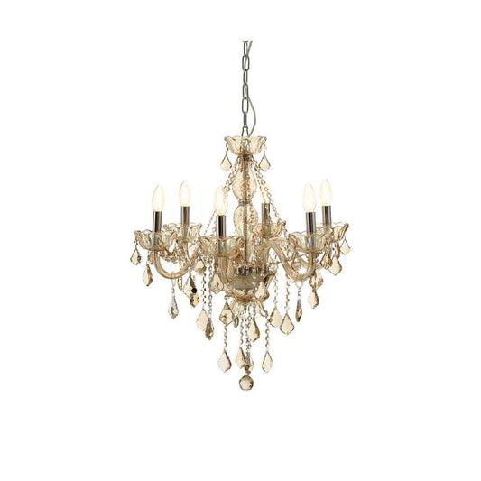 Murano 8 Bulb Chrome And Cognac Glass Chandelier