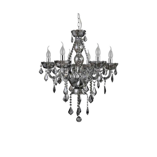 Murano Smoked Chrome And Crystal Chandelier