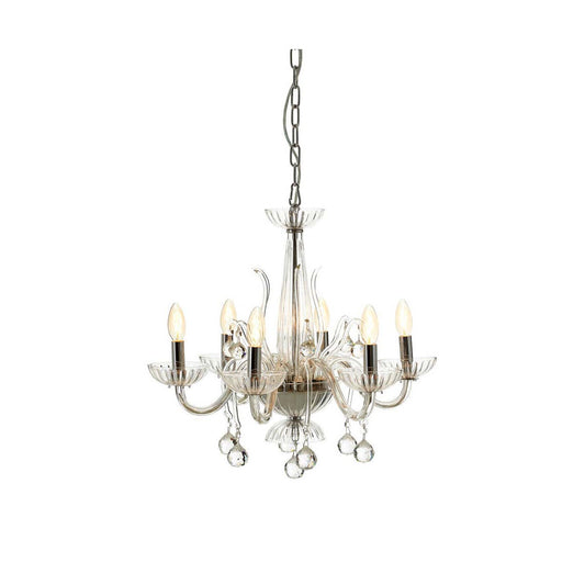 Murano 6 Bulb Clear Crystal Chandelier
