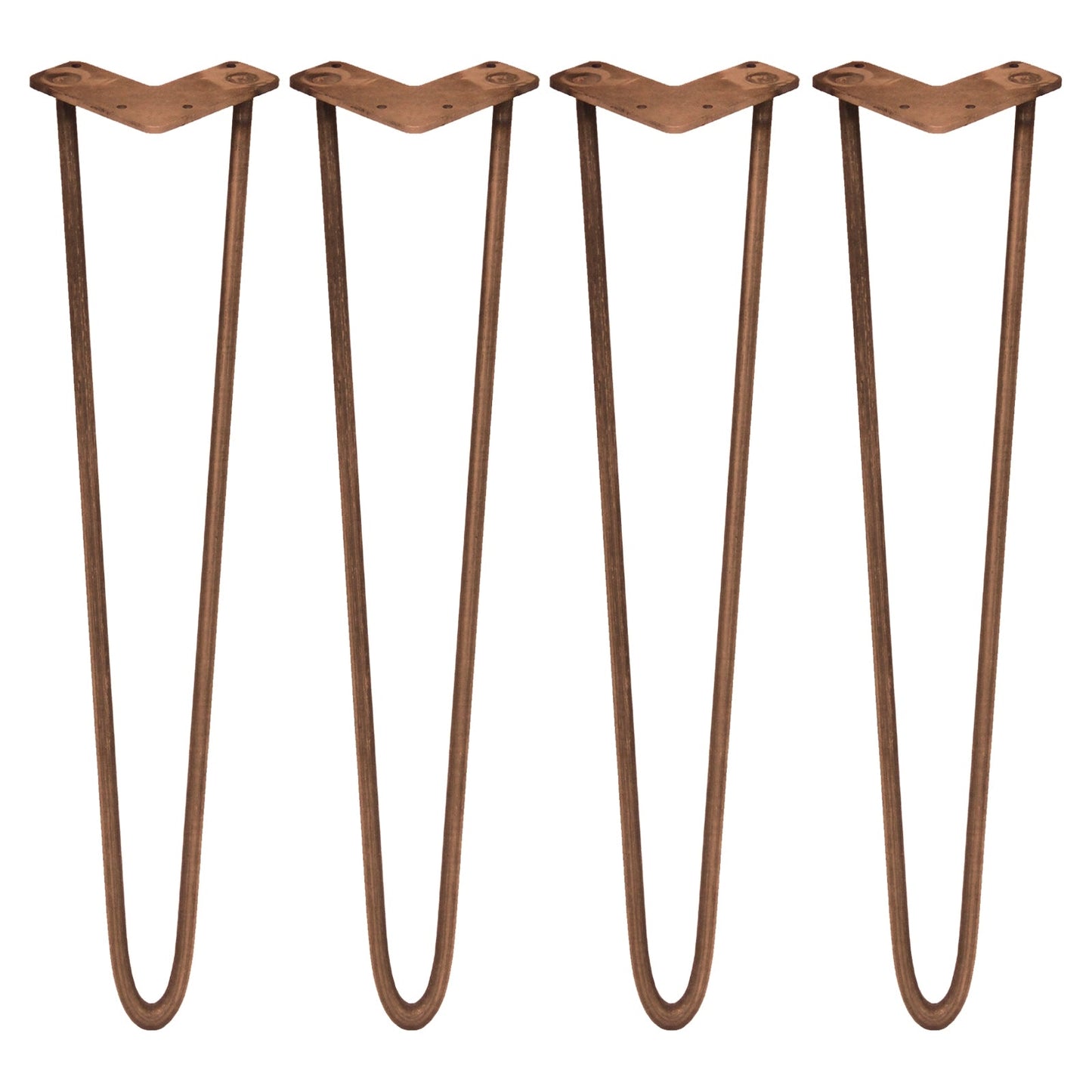 4 x 28" Hairpin Legs - 2 Prong - 12mm - Antique Copper