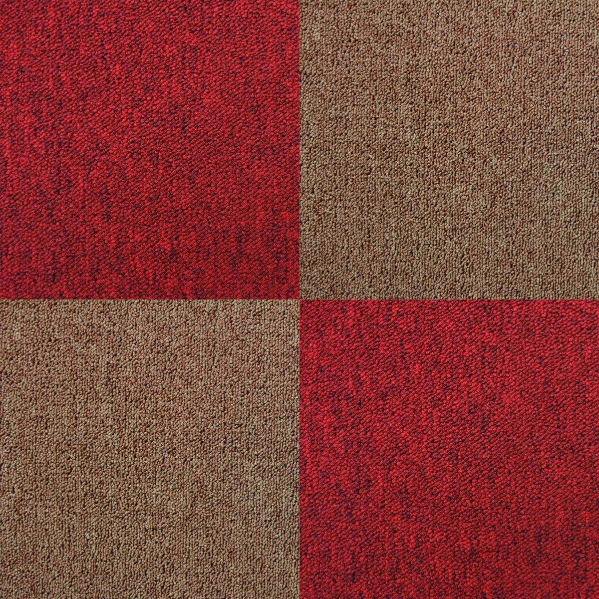 40 x Carpet Tiles 10m2 / Scarlet Red & Sand