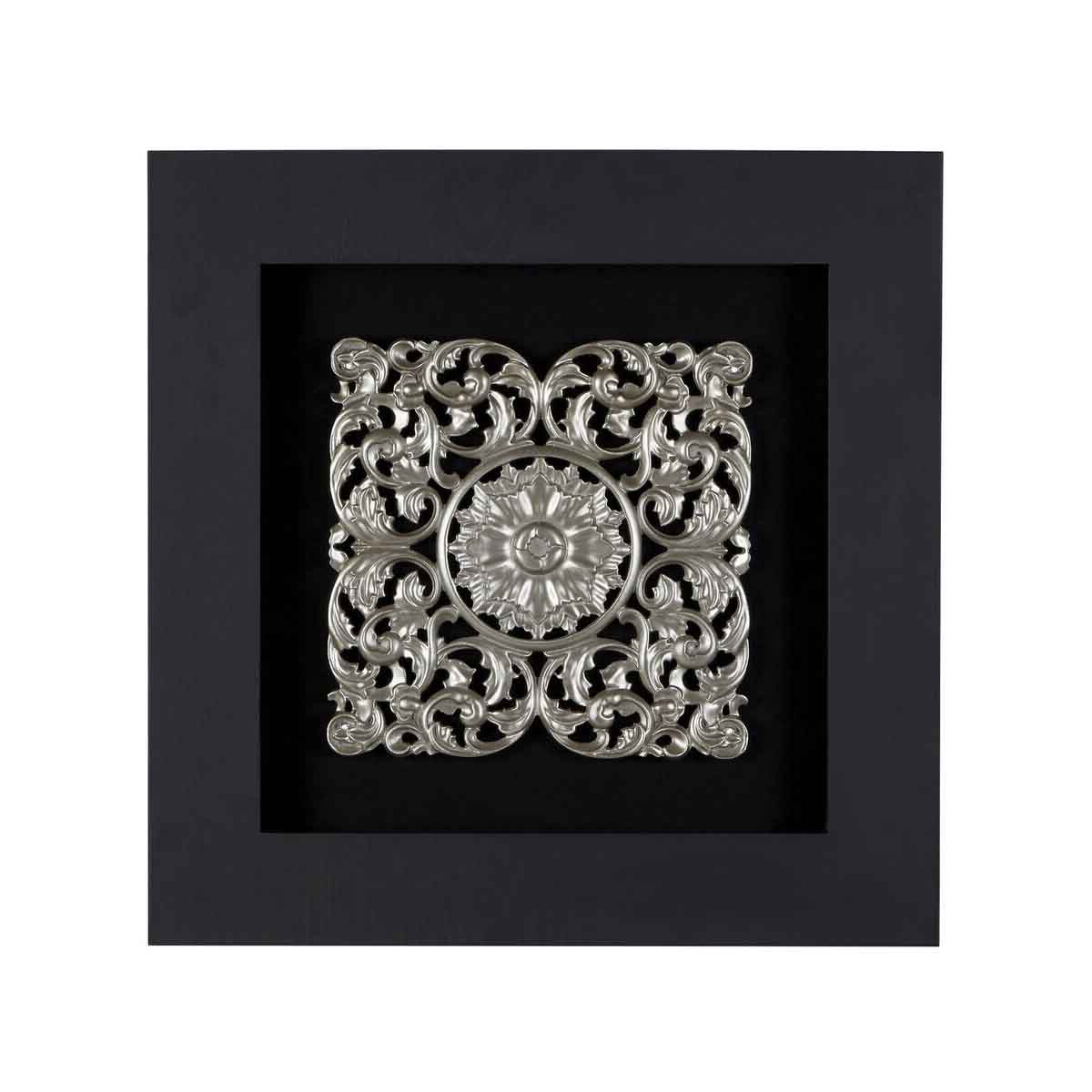 Nason Framed Silver MDF Filigree Carving Wall Art