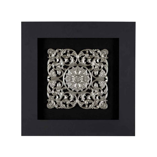 Nason Framed Silver MDF Filigree Carving Wall Art