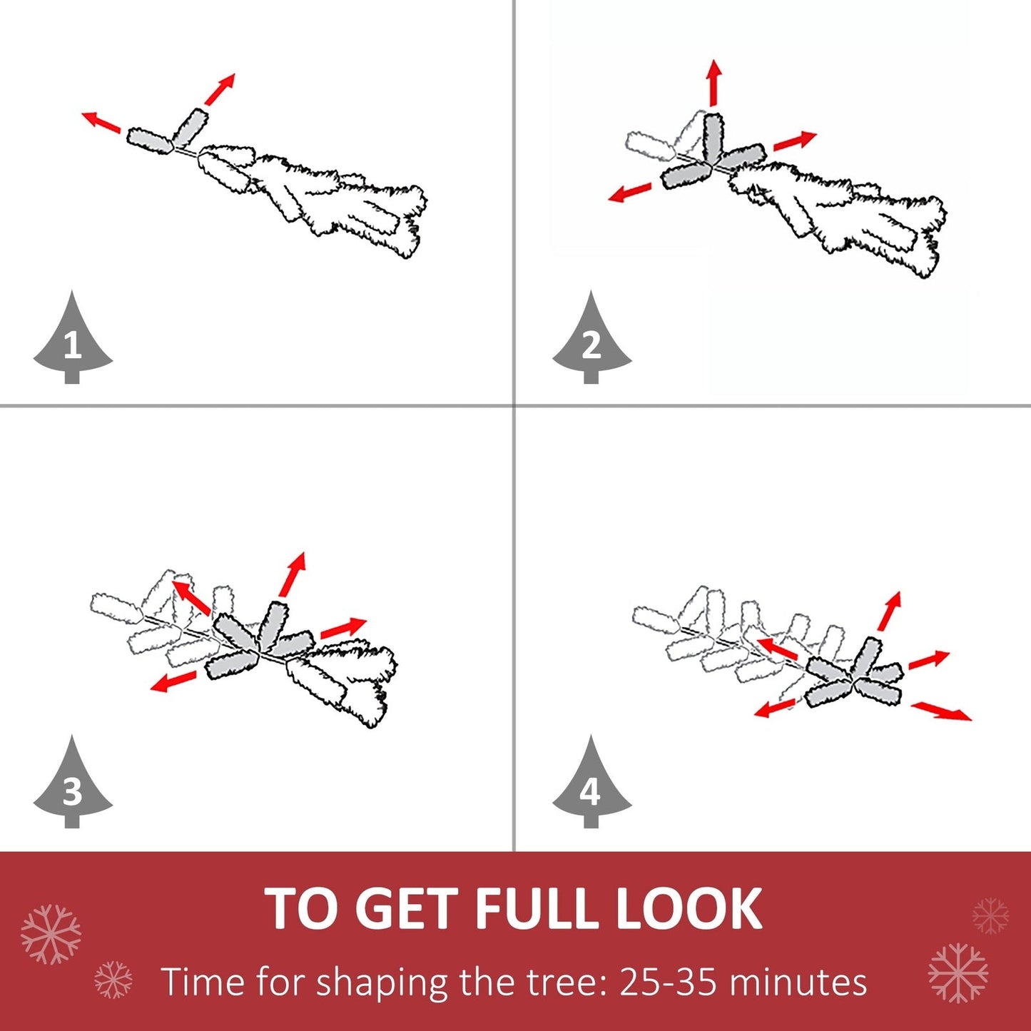 4FT Prelit Artificial Christmas Tree with Warm White LED Light Holiday Home Decoration