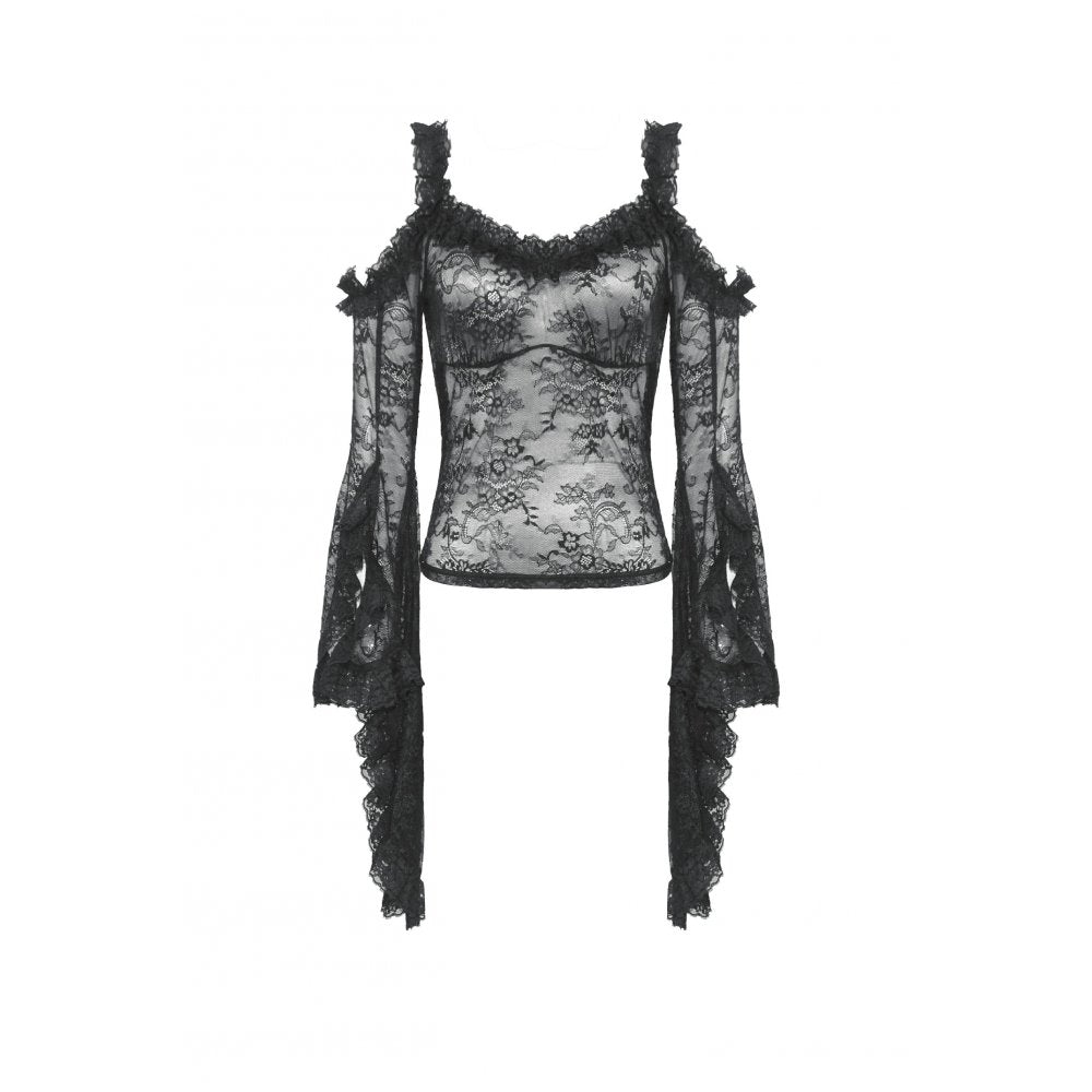 Dark in Love Delaney Gothic Romantic Lace Flare Sleeve Top