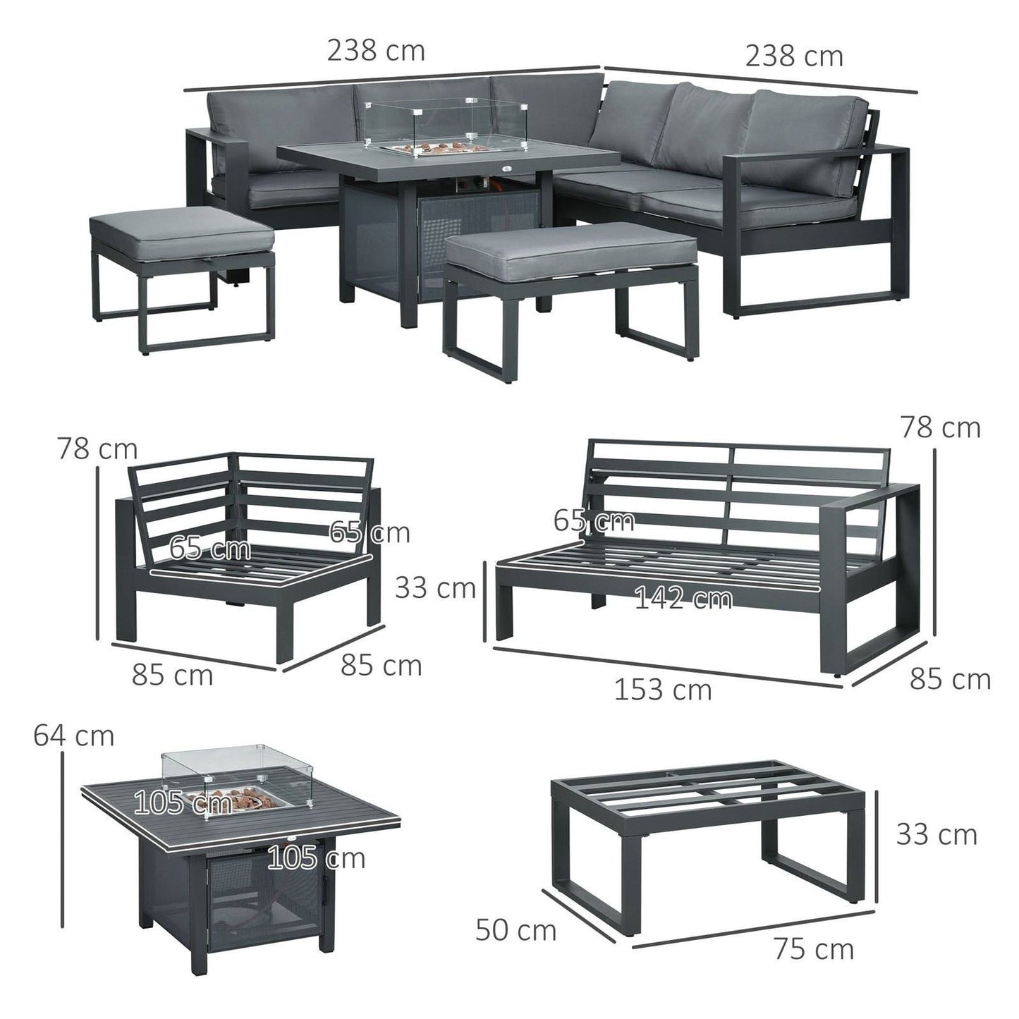 6-Piece Aluminium Garden Furniture Set