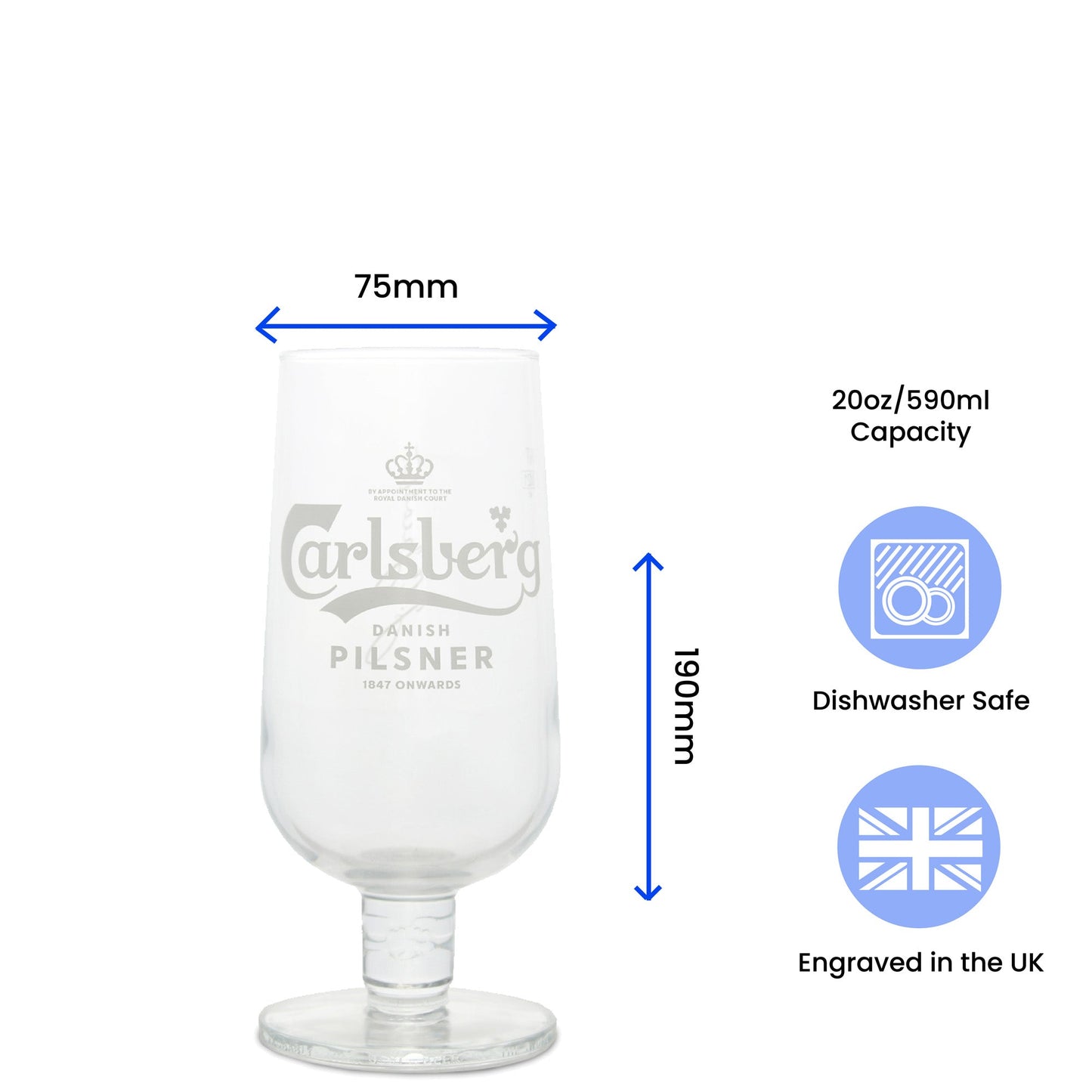 Engraved Carlsberg Chalice Pint Glass